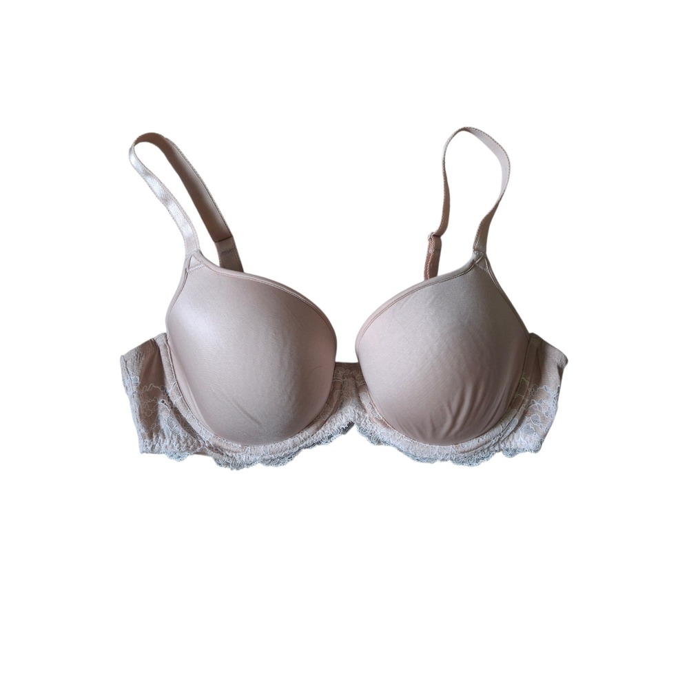 Wacoal Nude Beige Lace Trim Contour‎ T-Shirt Bra 853256 Womens 36C